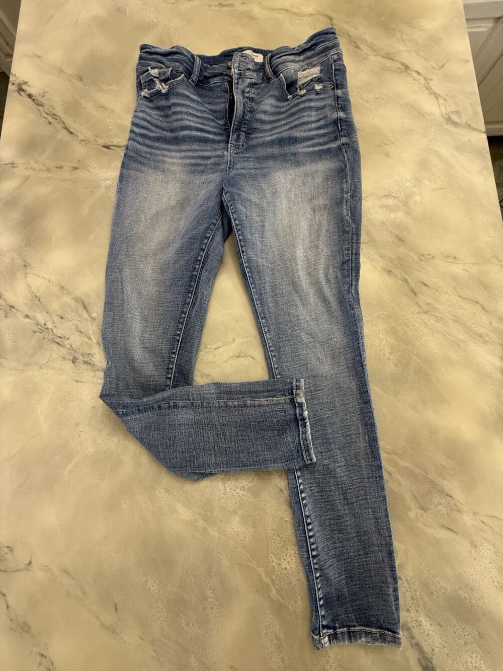 BKE Parker Jeans Womens 32x31.5 High Rise Ankle Skinny Blue Distressed Stretch